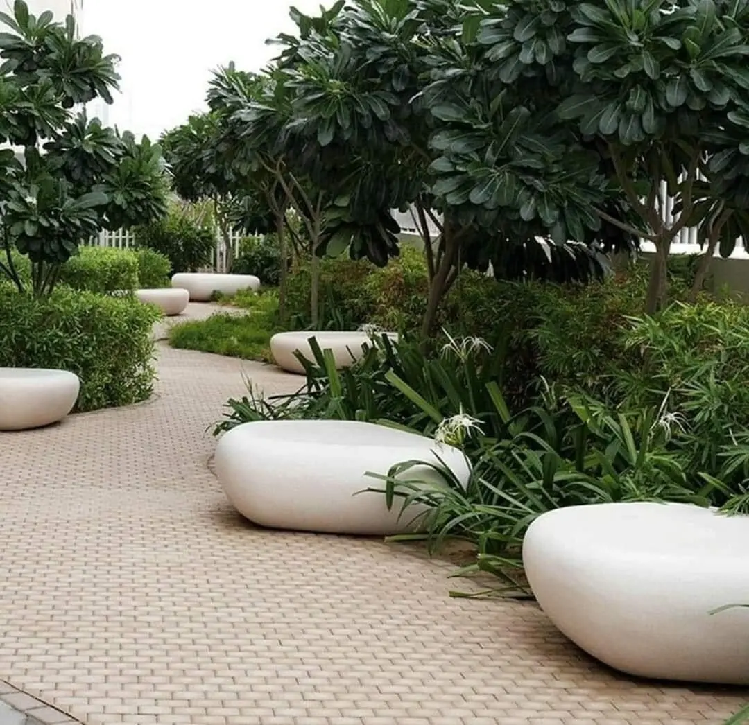 Concrete Terrazzo Seat Park Bench Round Tree Bench Stone Garden Bench Outdoor Wholesale From Vietnam