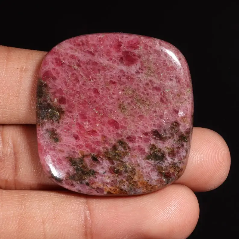 Pink and Black Rhodonite Cabochon Wholesale Lot Jewelry Making Gemstone Radiant Shape Size Natural Rhodonite Gemstone