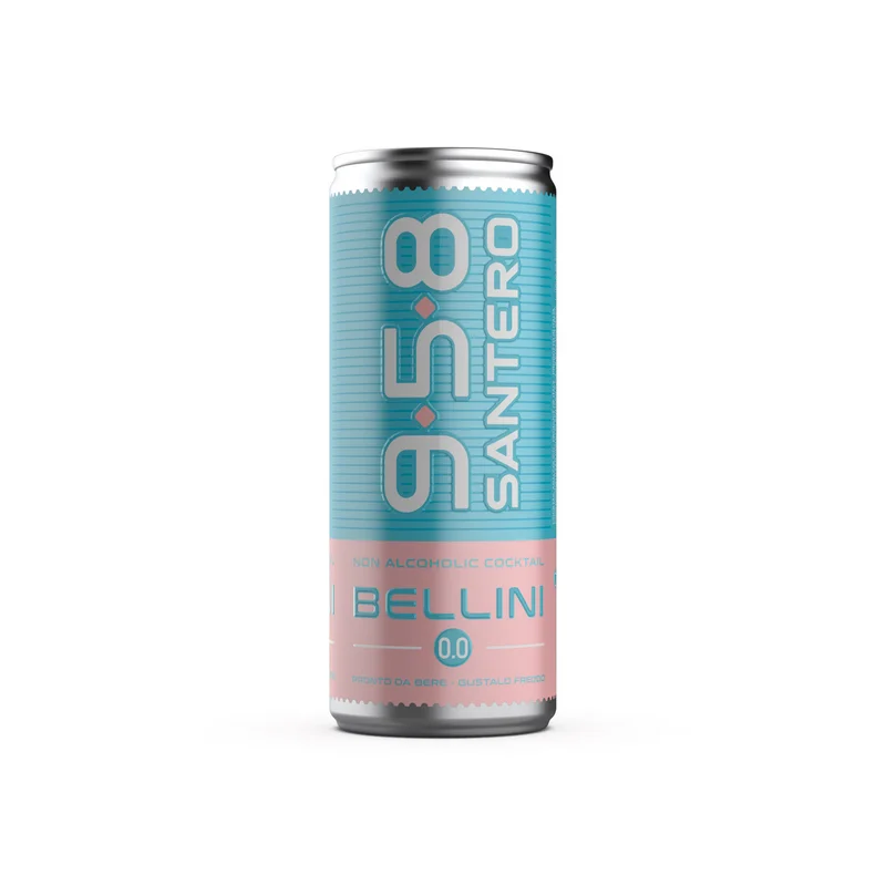 958 SANTERO BELLINI NON-ALCOHOLIC, non-alcoholic cocktail, sweet, 250 ml, 8.45 oz, can, peach flavoured