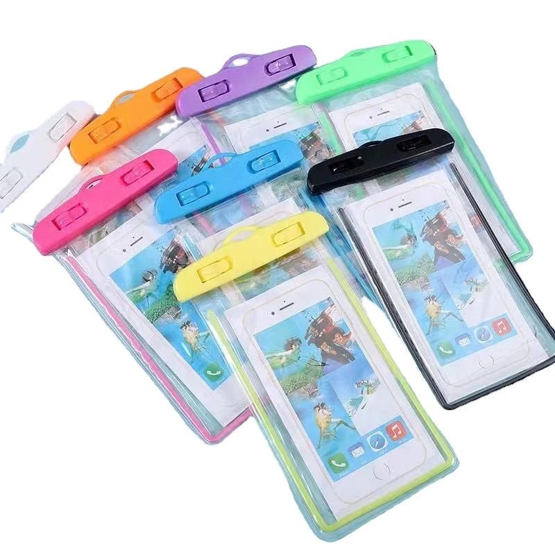 Friendly PVC luminous frame Waterproof iPhone15PM pouch Beach Cell Phone Bag Swimming  luminous Waterproof  Electronics bag