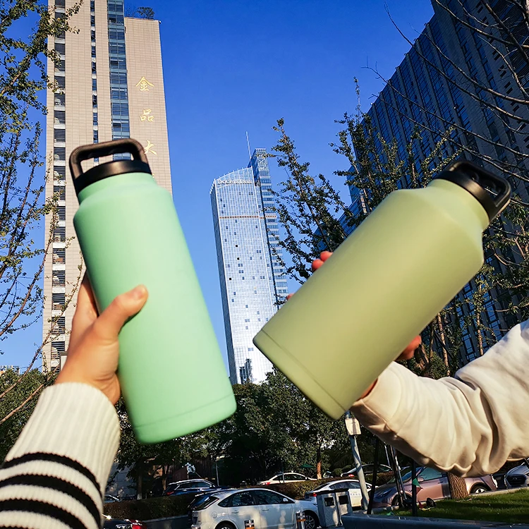 Wholesale Stainless Steel Wide Mouth XL 32oz 1Liter Beer Water Bottle With Spill Proof Twist Cap