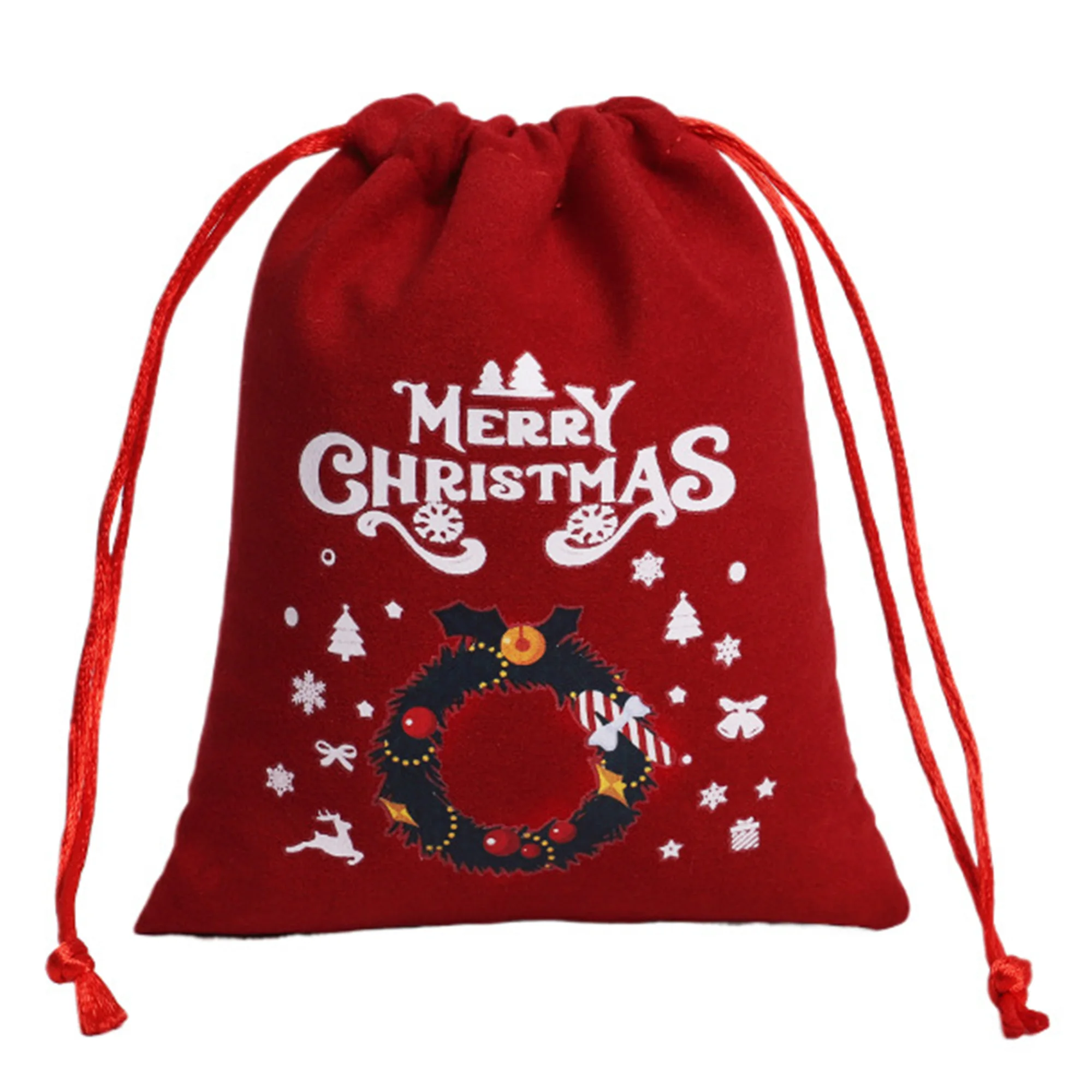 2024 Wholesale Custom Giant Large Xmas Eve apple Bag Red Velvet luxury gift Drawstring Christmas Santa Sack