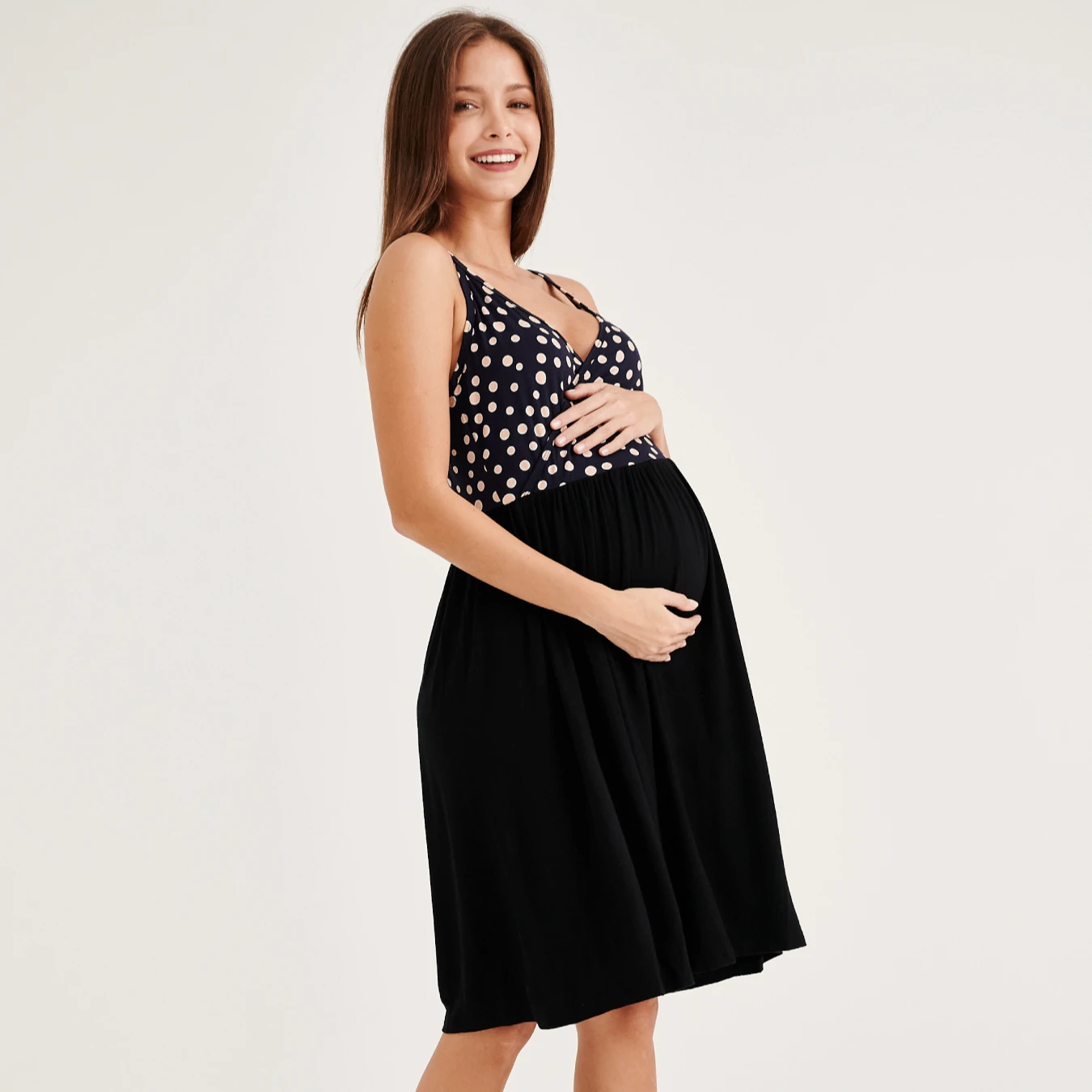 Victoria Summer Style Sleeveless Nursing Dress fashionable polka dots design pregnant women breathable maternity clothing breast
