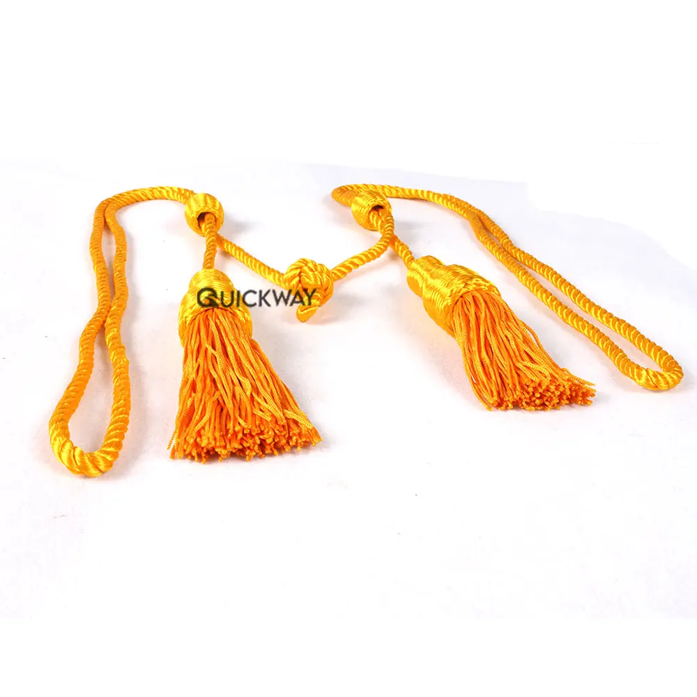 Custom Corded Lace Sewing Flat Round Wholesale Bugle cord with tassel Quality Metallic Gold Borlas Bolitas Tassels