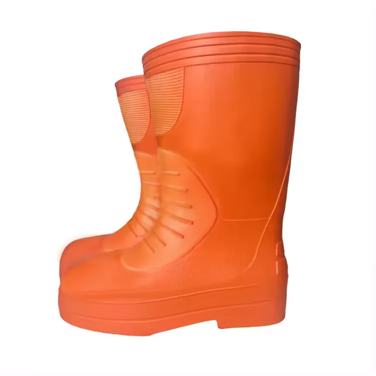 High Quality Lightweight Warm Wear Resistant Work Non-Slip Safety Gumboots Orange Eva Foam Rain Boots