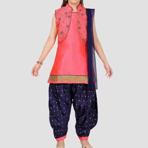 High Quality Traditional Patiala Kurti Salwar Set for Girls Modern Design Silk Fabric Suit Indian Ethnic Style for Gifting