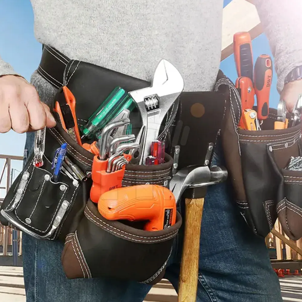 High Quality Leather Tool Belt Large Capacity Tool Holding Bag For Carpenter Multi Tool Storing Belt