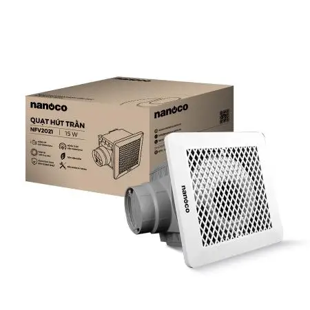 NANOCO NFV2021 Ceiling-Mounted Taper Blade Sirocco Fan 12.5W Exhaust 145 m3/h Air Volume CE Certified Household Ventilation Fan