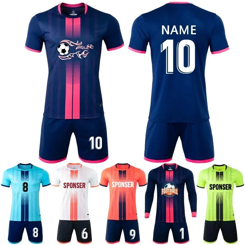Soccer Jersey Set for Men Kids Soccer Tracksuit Jersey Kit Quick Drying Breathable Man Children Team Training Football Uniform