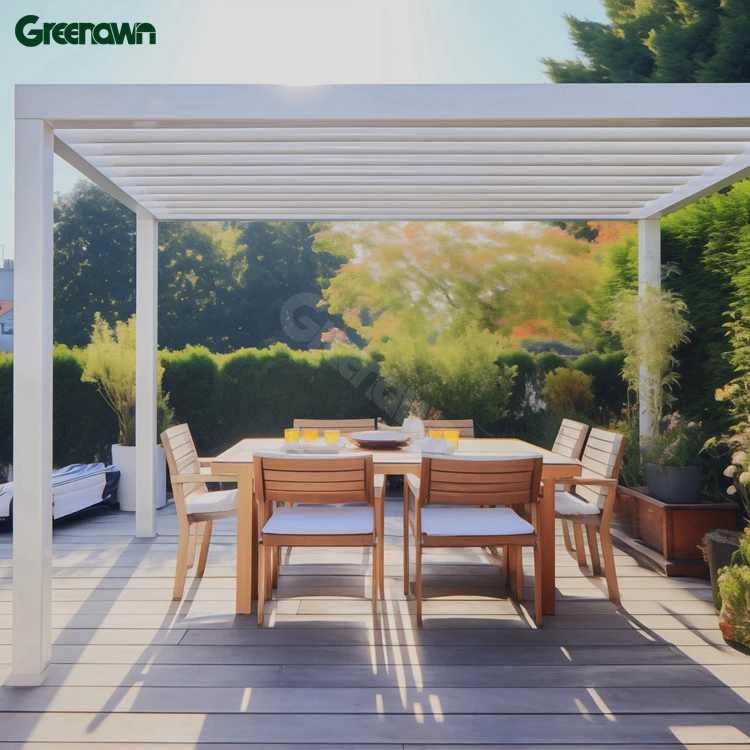 Easily Assembled Motorized Outdoor Gazebo Pavilion with Waterproof Louver Coating Roof Pergola Frame