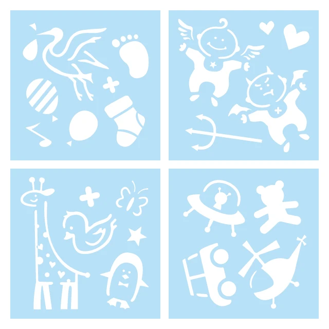 Kids drawing plastic stencil for DIY painting scrapbooking