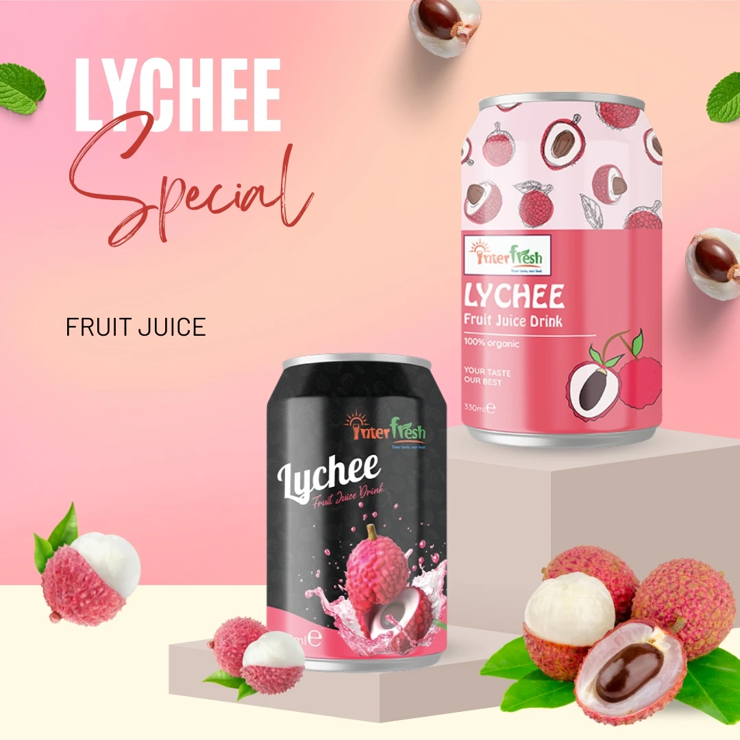10.8 fl oz Original 100% Fruit Juice Canned Health Lychee with Pulp New Design Natural Flavored Puree Dried Style Beverages