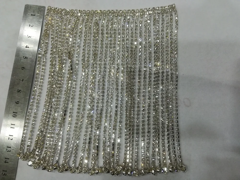 Rhinestone silver trim crystal neck designs roll diamond rhinestone cup chain for jewellery rhinestone chain roll diy