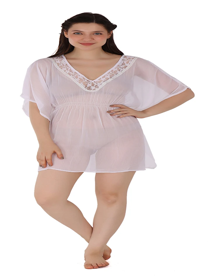 2022 swimwear & beachwear mesh plus size New Arrival Caftan Resort Beach Dress Caftan Knee Length short dress for women