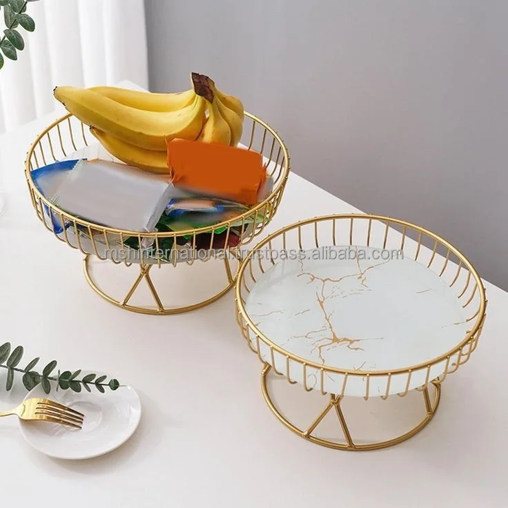 Modern Geometric Fruit Tray Metal Wire Vegetable Storage Basket Fruit Bowl Fruit Basket