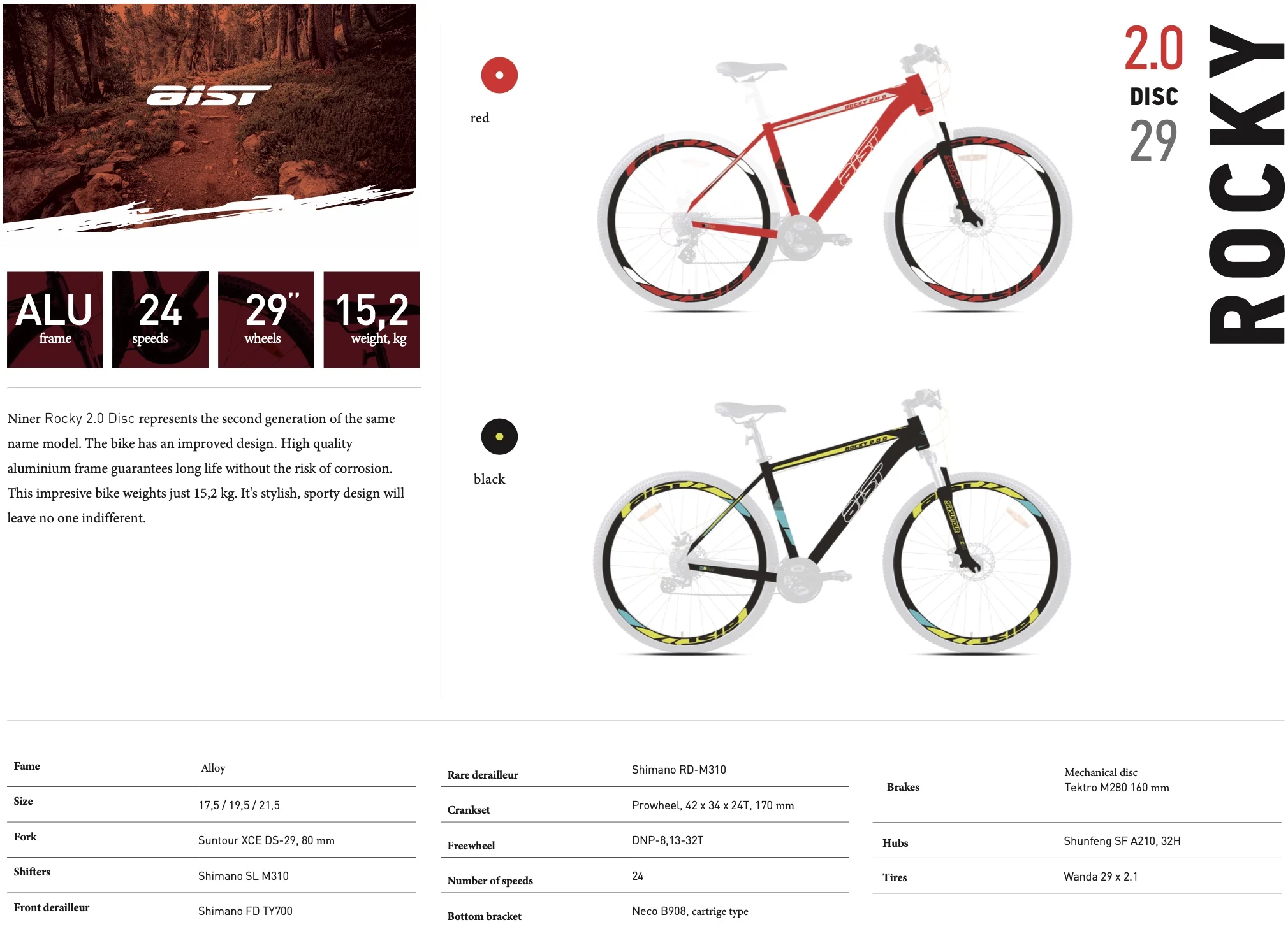 AIST Rocky 2.0 29 wheels Disc HOT SELLER RED CHEAP CYCLE COMFORT MOUNTAIN BICYCLE STYLE MTB BIKE 2022