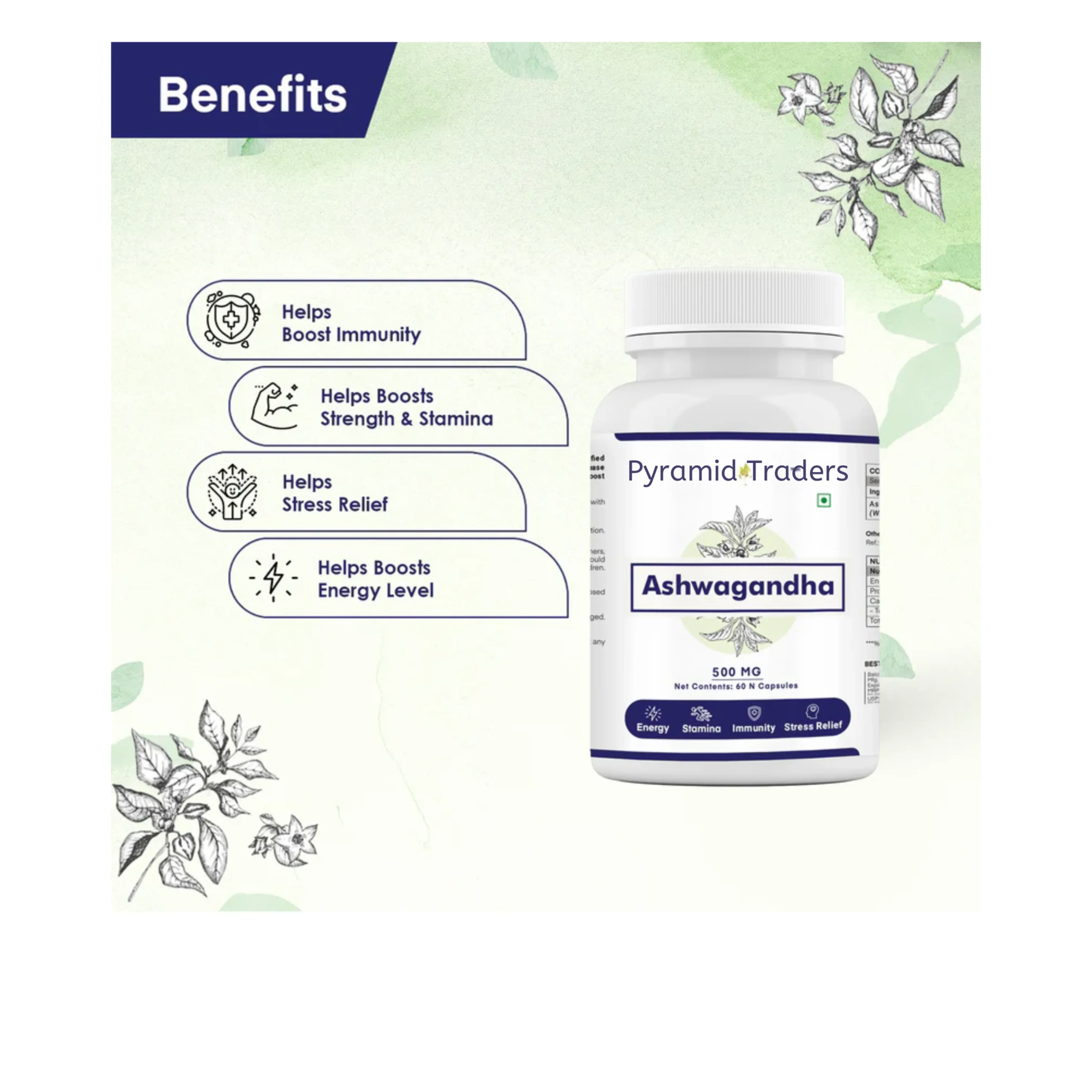 Ashwagandha Pure Extract 500 Mg 60 Veg Capsules Pack Of 2 Withania Somnifera Winter Cherry Indian Ginseng Pure