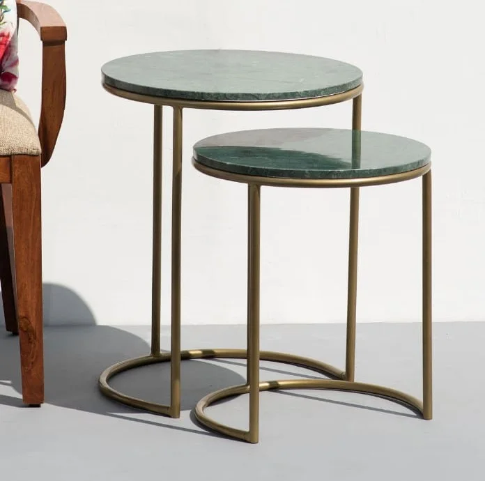 Direct Factory Export Round Side Table Living Room Marble Nesting Tables Set of 2 Available at Best Prices from India