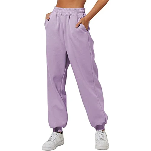 Women Solid Color loose fit dance wear Jogger sweat pant Oversized High Waist cotton polyester Sweatpants Set for Teen Girls
