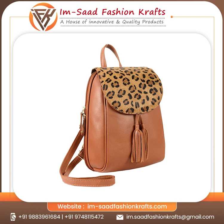 Tiger Print High Quality Genuine Leather Unisex Backpack For Travelling Buy At Factory Price