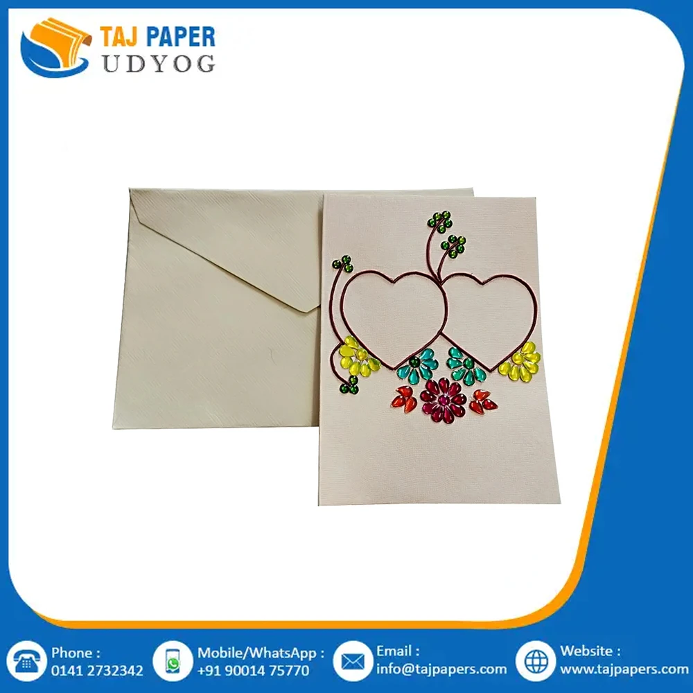 New Collection Mini Kraft Handmade Paper Envelope Invitation Greeting Card Double Heart Customize White Envelope