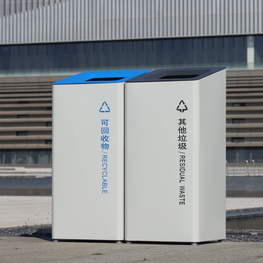Indoor outdoor public metal litter bins commercial trash bin papeleras recycled trash can for office lobby entrance park street
