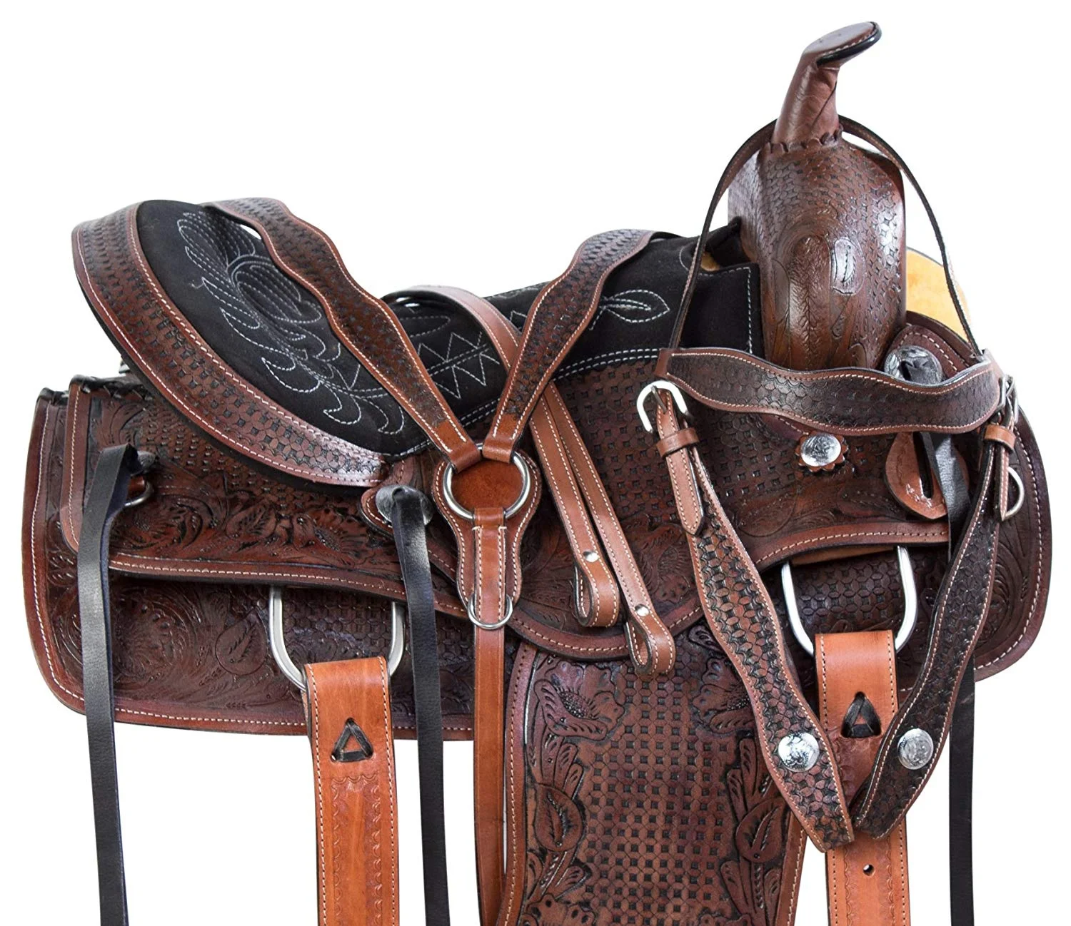 Manaal Enterprises Classic Quality Handmade Premium Leather Comfort Western Barrel Racing Trail Equestrian Horse Saddle Tack Set
