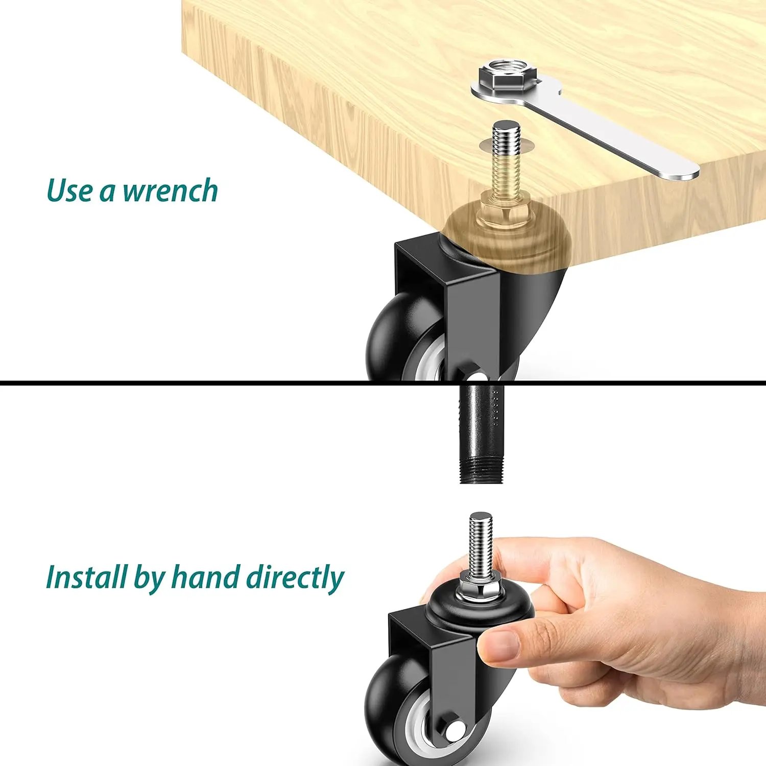 4 Piece Set Industrial Swivel Caster  PVC Double Ball Bearing Threaded Stem Caster  With Brake