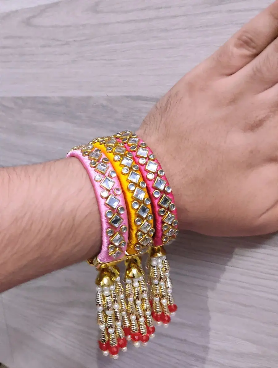 Indian Wedding Bangle Set with Stones & Pearl work Wedding bangles Indian Jewelry Bridal Bangles Wedding Navratri Bollywood