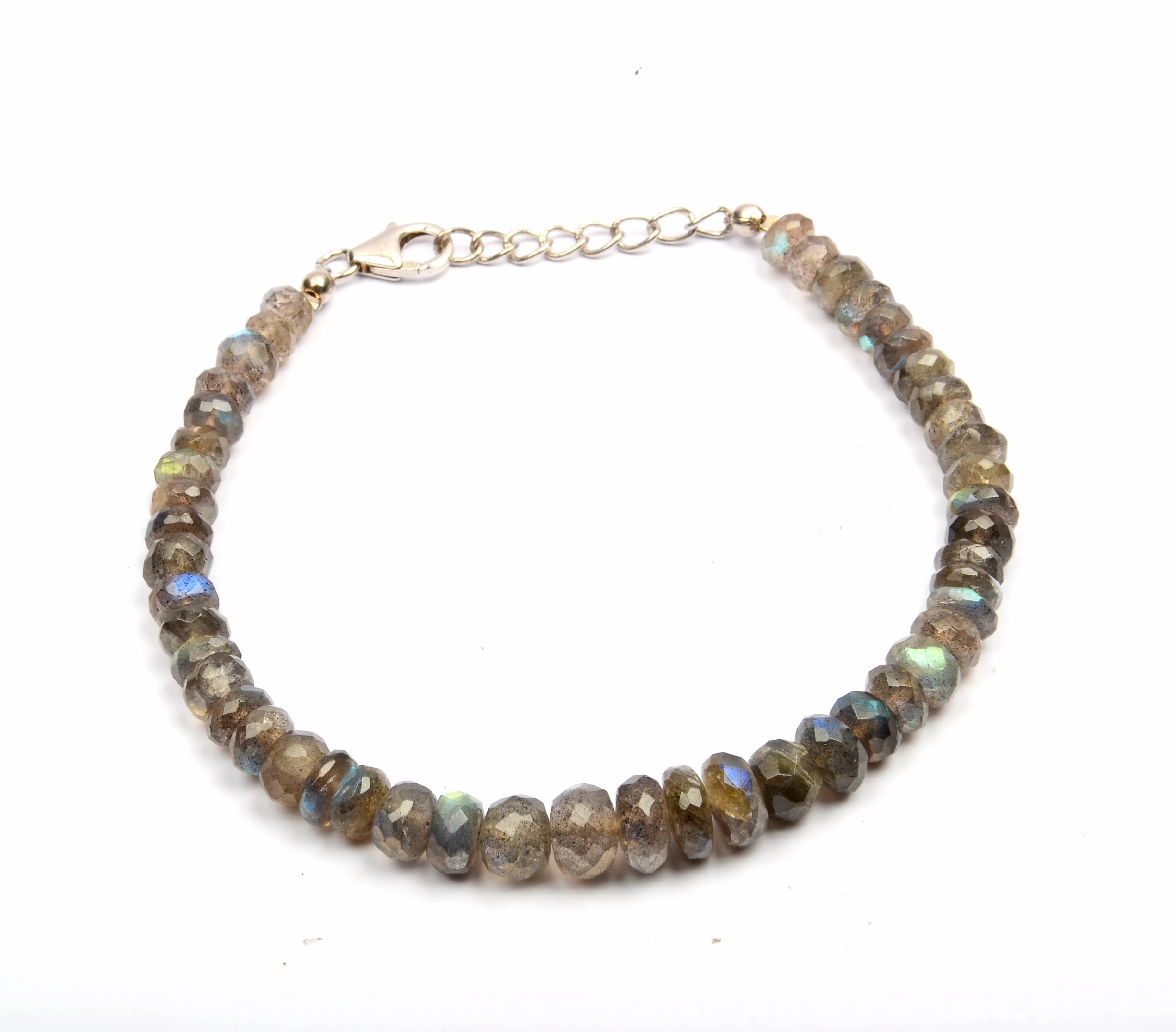 Браслет из бисера натурального Лабрадорита граненые бусины в форме ронделя браслет с серебряным замком для женщин