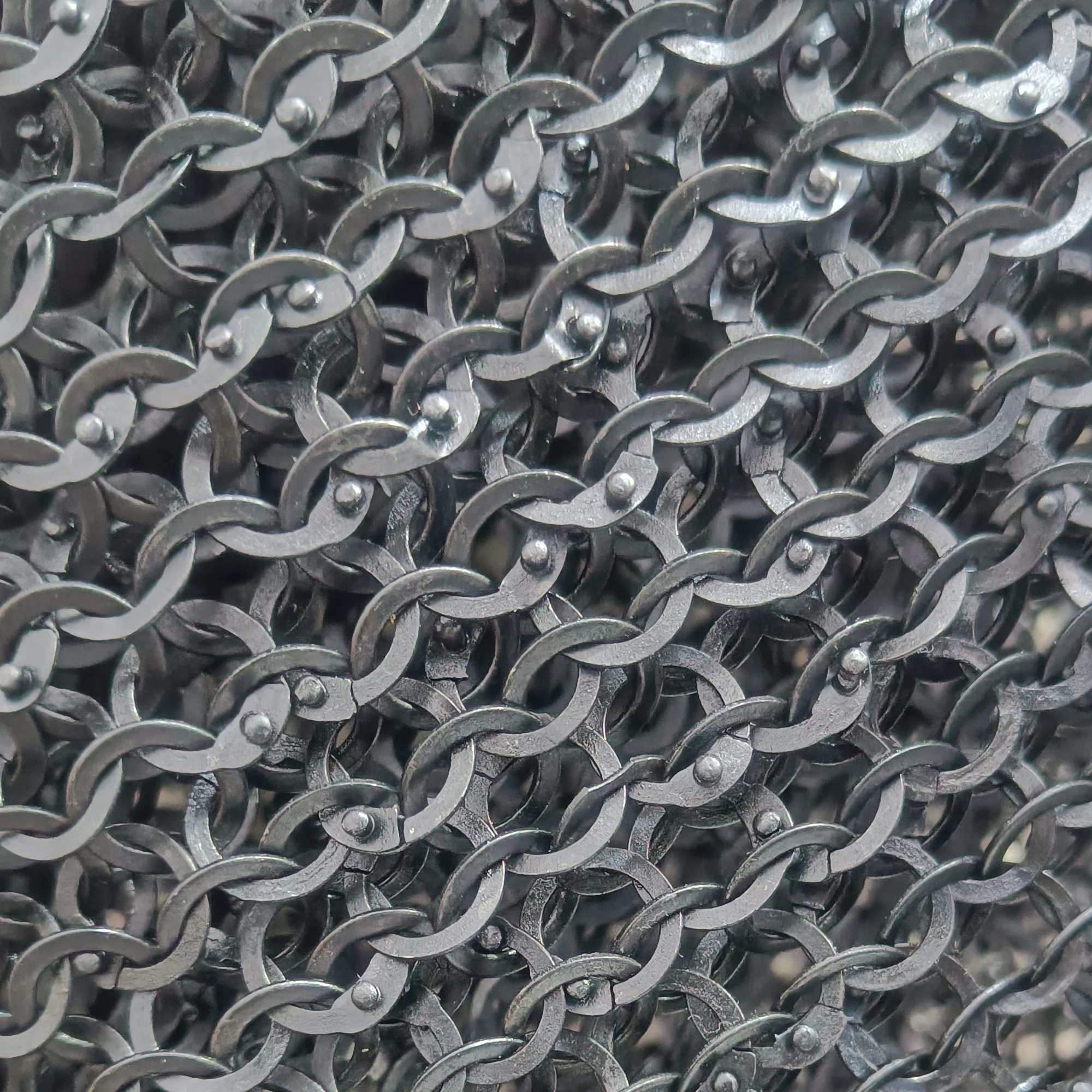 Medieval Chainmail Shirt Full Sleeves Long Length Hauberk Mild Steel 09 mm Flat Riveted Ring Armor Oiled Finish Handmade Costume