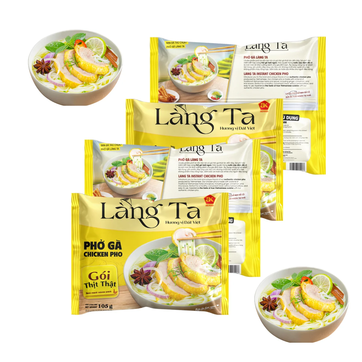 Instant Chicken Pho Convenient Meal Asian Soup Meals Rice Noodles Real Chicken Sauce ISO HACCP Certified Factory Direct Vietnam