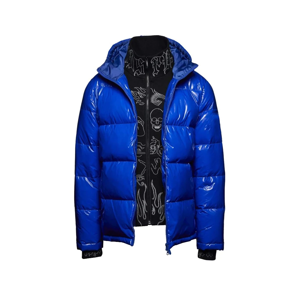 Wholesale OEM Light Warm Custom Logo Chaqueta Nylon Long Black Winter Quilted Jacket Bubble Coat Men Shiny Puffer Jackets