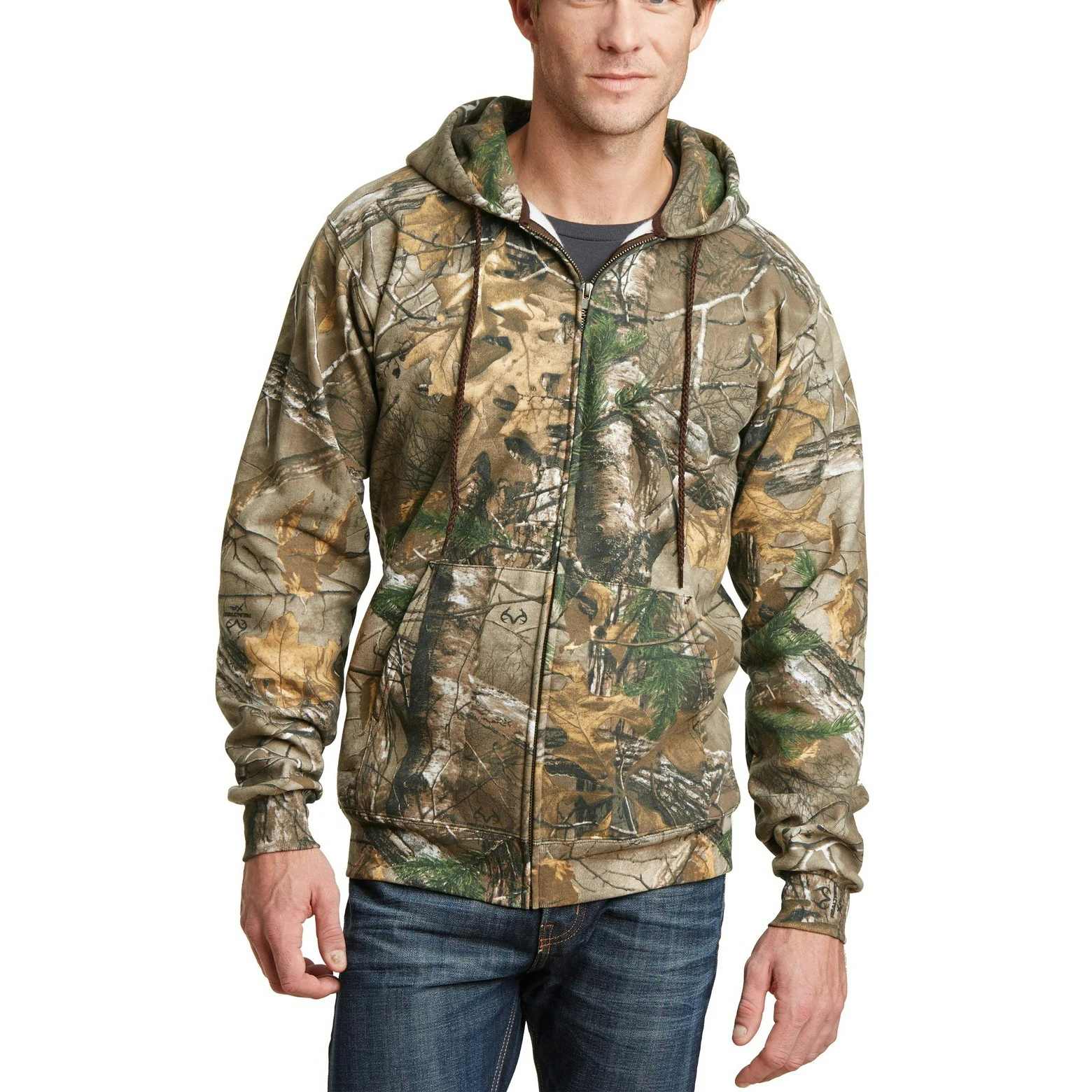 OEM Manufacturers Drop Shoulder 100% Cotton Heavyweight Palm Tree Camo Hunting Jungle Print Camping Zipper Hoodies For Men