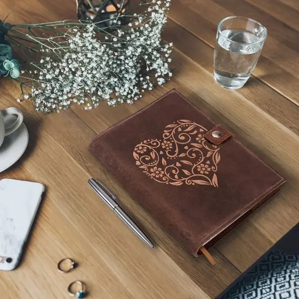 Записная книжка в форме сердца с тисненым многоразовым кожаным журнал подкладкой для женщин и мужчин