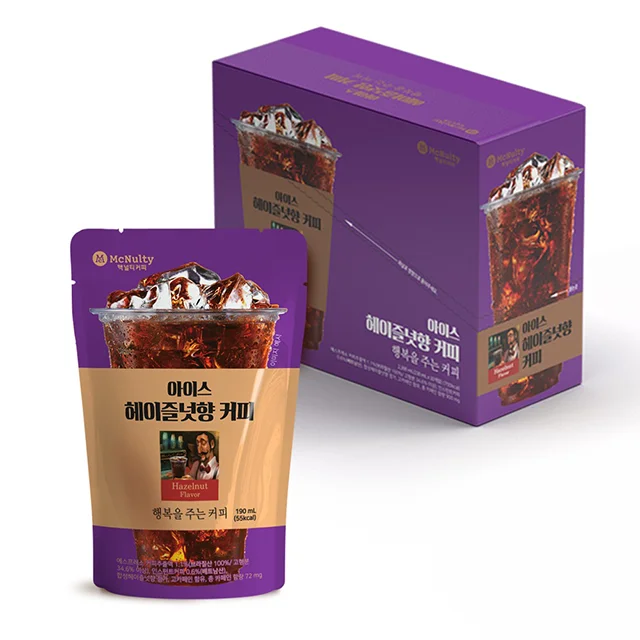 Korea Mcnulty Premium Micro Grinding Brazil Pouch Hazelnut Coffee Instant Liquid Ice Americano Hazelnut Flavor 190ml*10 Pouches
