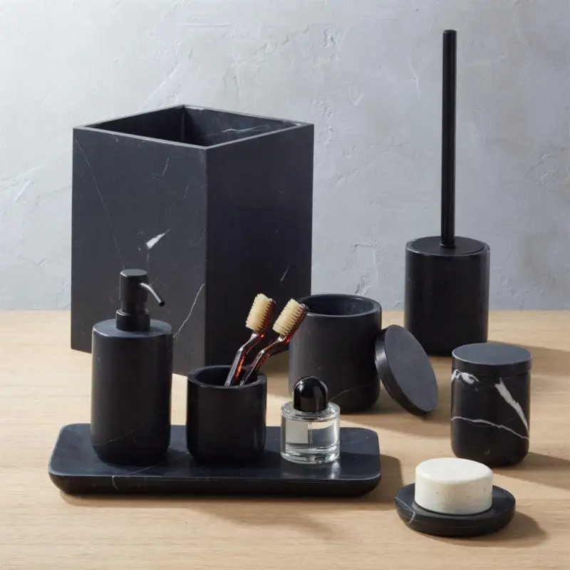 Antique Soap dispenser pump toothbrush holder tumbler soap dish 6-piece Marble bathroom accessories set marble design