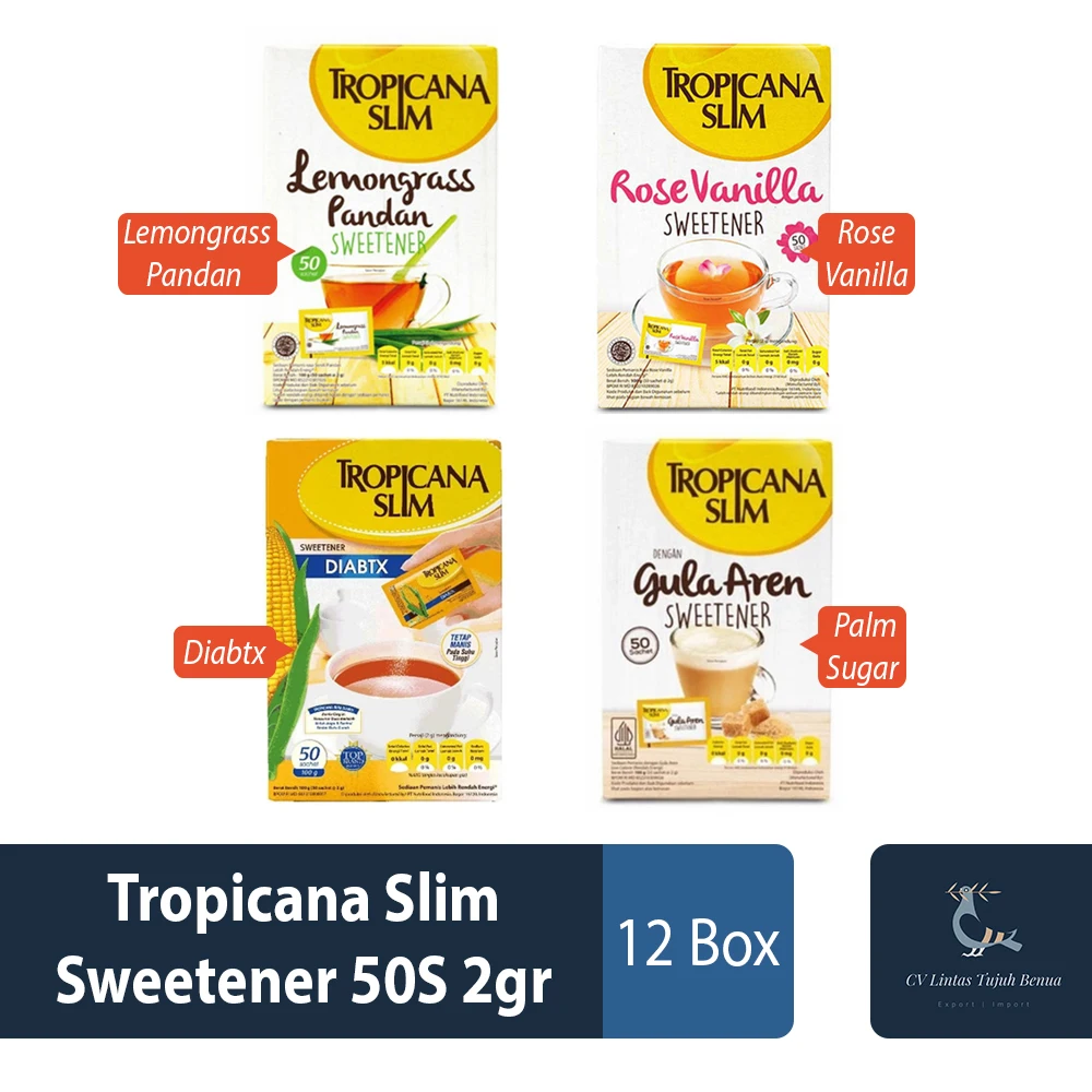 Wholesale Tropicana Slim Sweetener 50S 2gr Palm Sugar variant Healthy Sweetener Carton Packing from Indonesia
