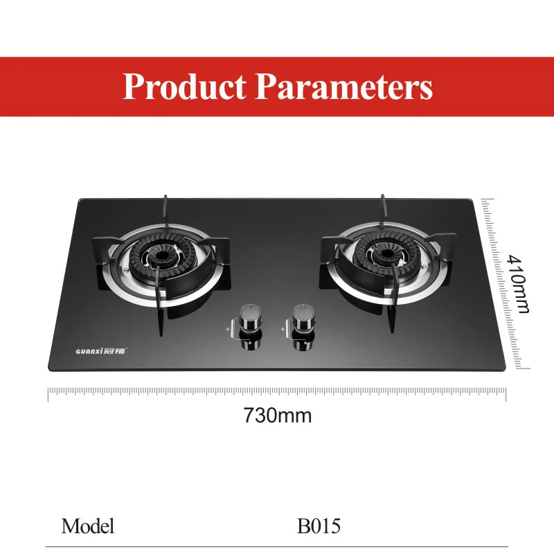 OEM Tempered Glass Flame-out Protection Built-in 2 Burners Gas Stove Gas Hob