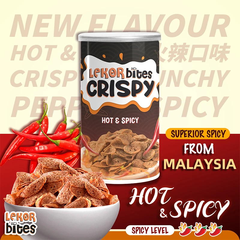 Premium High Grade Hot and Spicy Lekor Bites Crispy 200g Crunchy and Flavourful Seafood Snacks Made in Malaysia