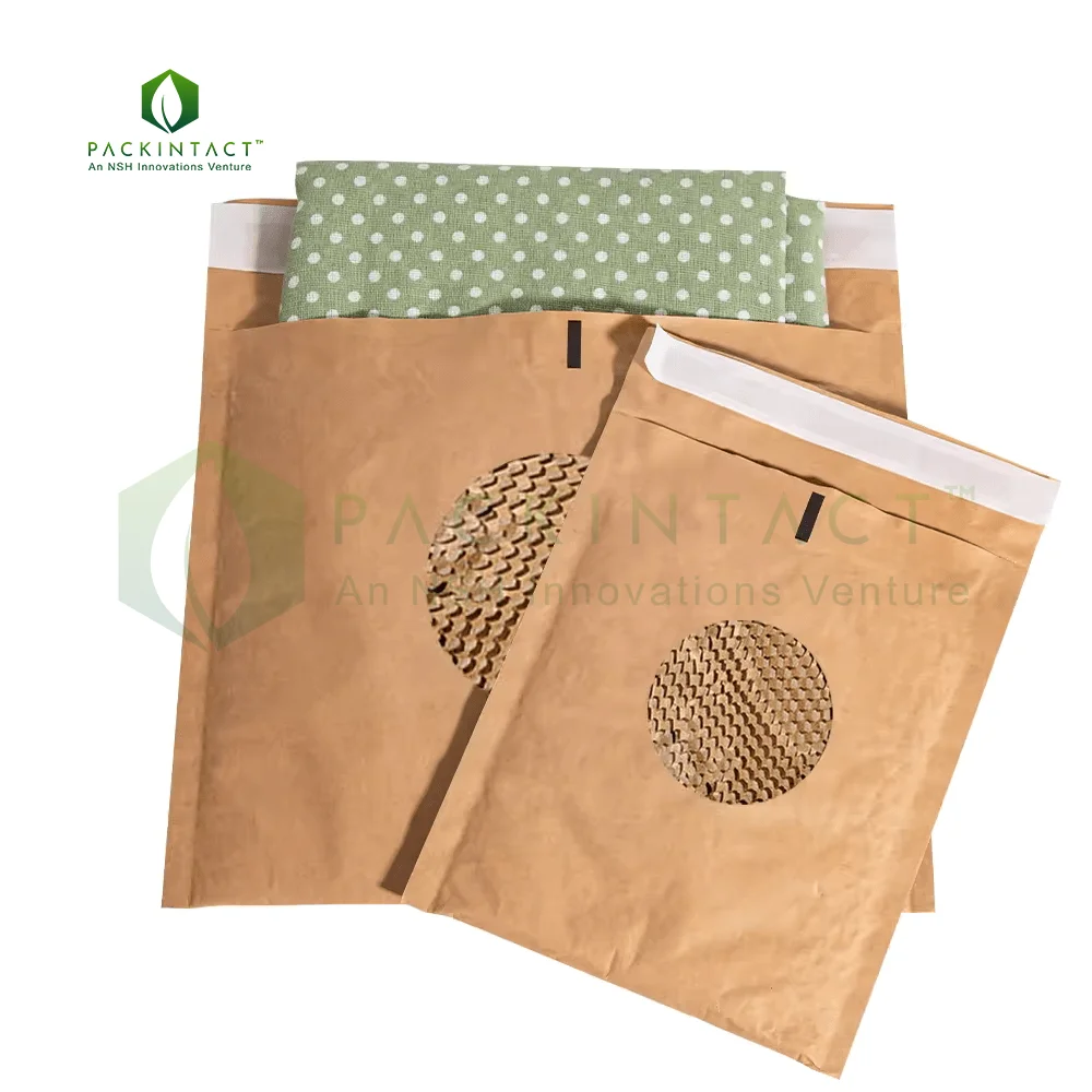Biodegradable Eco Double Layered Padded Envelope Brown Honeycomb  Kraft Paper Bubble Shipping Mailer Bags