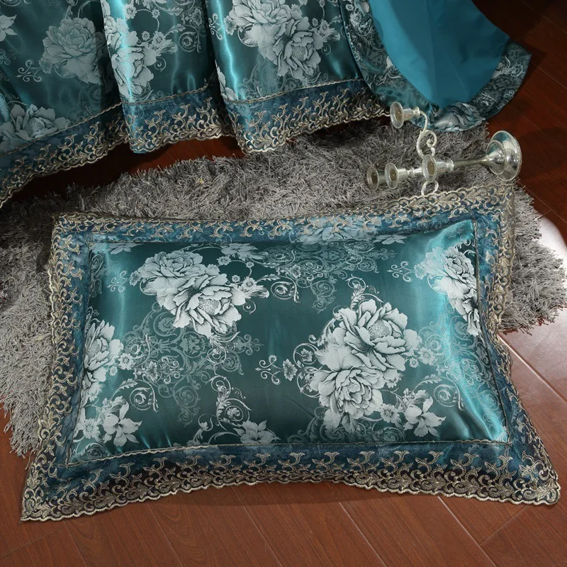 Bedding linen European satin jacquard four piece set with lace lace lace three piece set