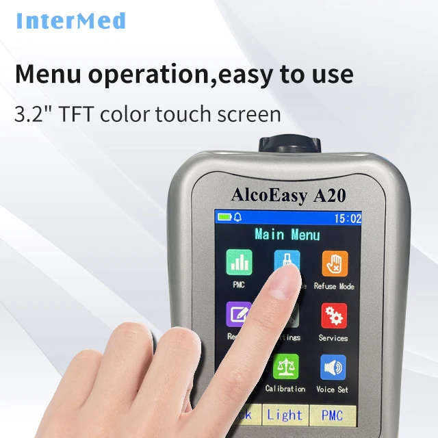 OEM ODM Rechargeable Breath Alcohol Tester 3.2 Inch Touch Screen Breathalyzer  Fuel Cell Sensor