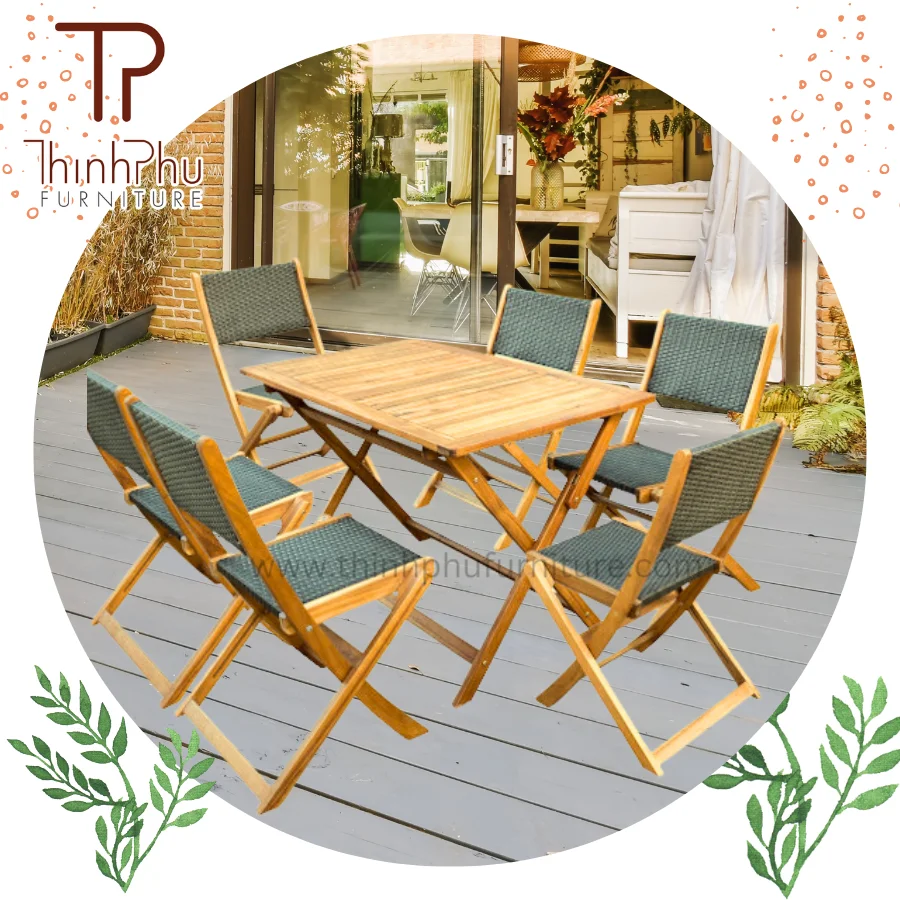Modern wooden table and wicker chair dining set for restaurant furniture Factory direct supply