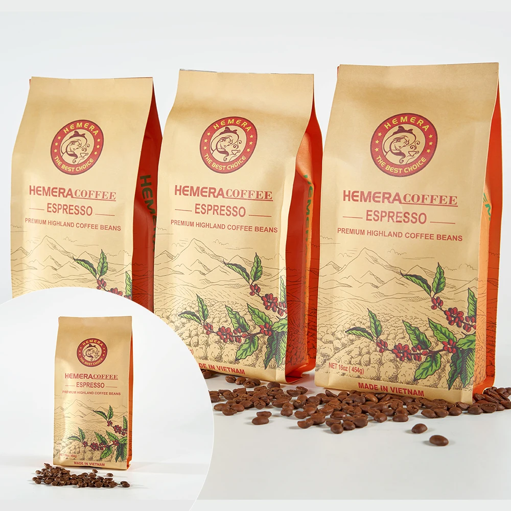 Hemera Premium Vietnam Espresso Whole Coffee Beans (Medium Roast) - 100% Arabica Coffee Beans