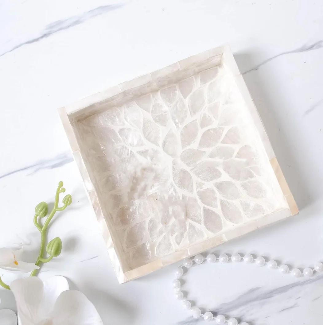 Mother of pearl Rectangle Tray, Mother gift, Wedding/Birthday gift,Plates for Breakfast, Drinks, Snack Coffee Table, House Gift