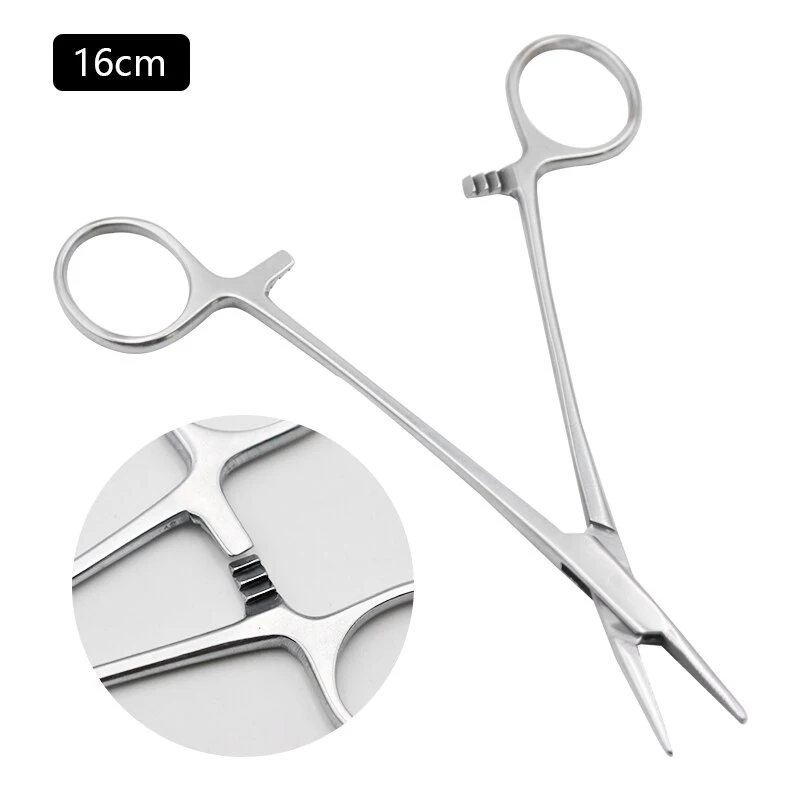 Arterial Forceps Clamp Fish Hook Pliers Stainless Steel 161-8Cm Curved Tip and Straight Tip Forceps Locking Clamp Hemostatic