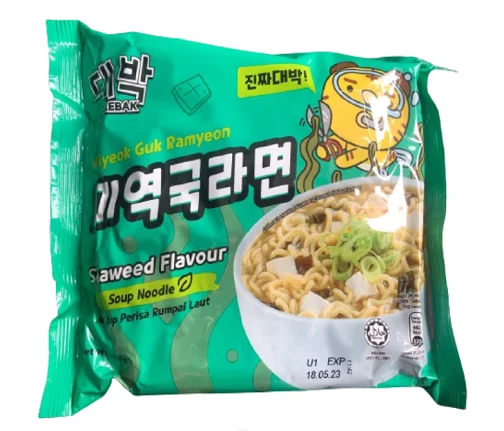 Korean Instant Noodle Food Daebak Seaweed Seafood Transparent Soop Pack Ramyon Not Spicy Clear Flavor Halal Amazon Best