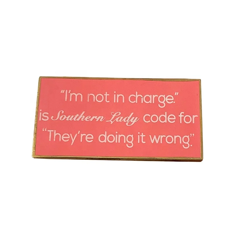 Custom red cool Oblong a lot of letter cheap lapel pin  No Minimum order hand enamel zinc alloy Badge Brooch For Girls Gift