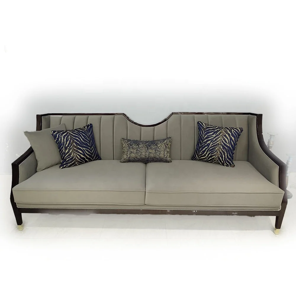 European Dark Brown Vintage Antique Furniture Glossy Wooden Vintage Sofa Living Room Sofas Luxury Turkish Living Room Wood Sofa